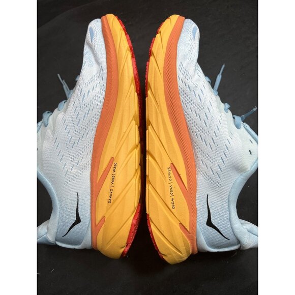 Hoka Clifton 8 Running Shoes Size 7D Light Blue Orange Yellow Womens - Picture 10 of 10